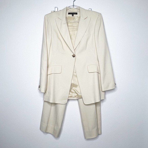 Anne Klein Jackets & Blazers - ANNE KLEIN Cream Beige Blazer Pant Suit Womens 12